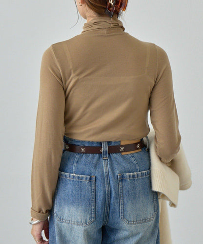 透視高領針織衫