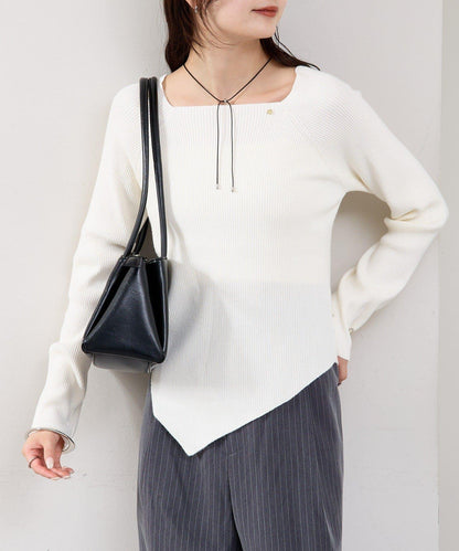 方領羅紋針織衫