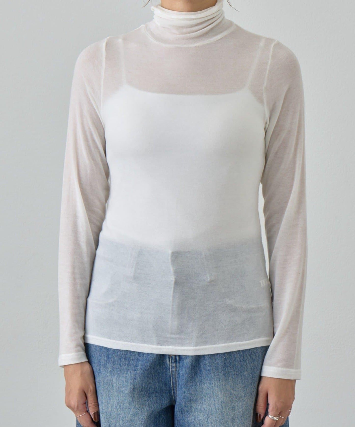 透視高領針織衫