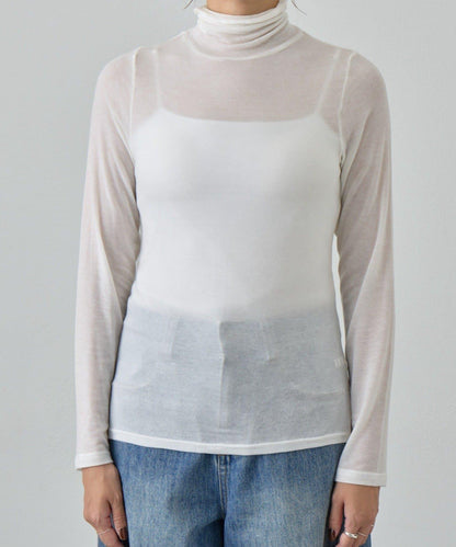 透視高領針織衫