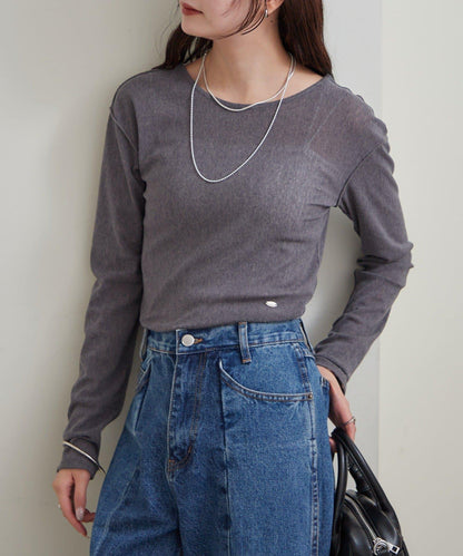 帶飾牌圓領長袖T恤