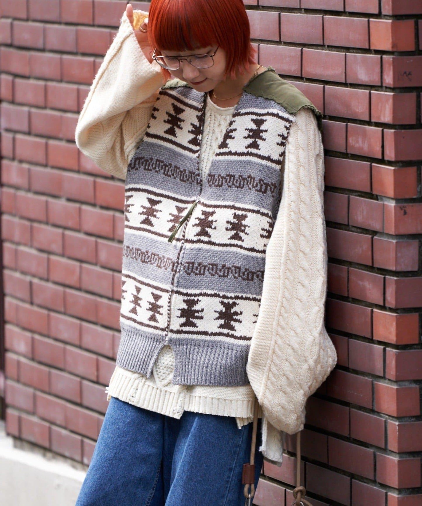 【etsinta/エシンタ】復古軍風斜紋針織背心