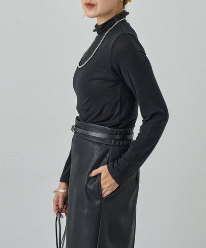 透視高領針織衫