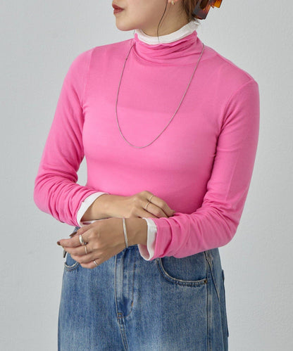 透視高領針織衫