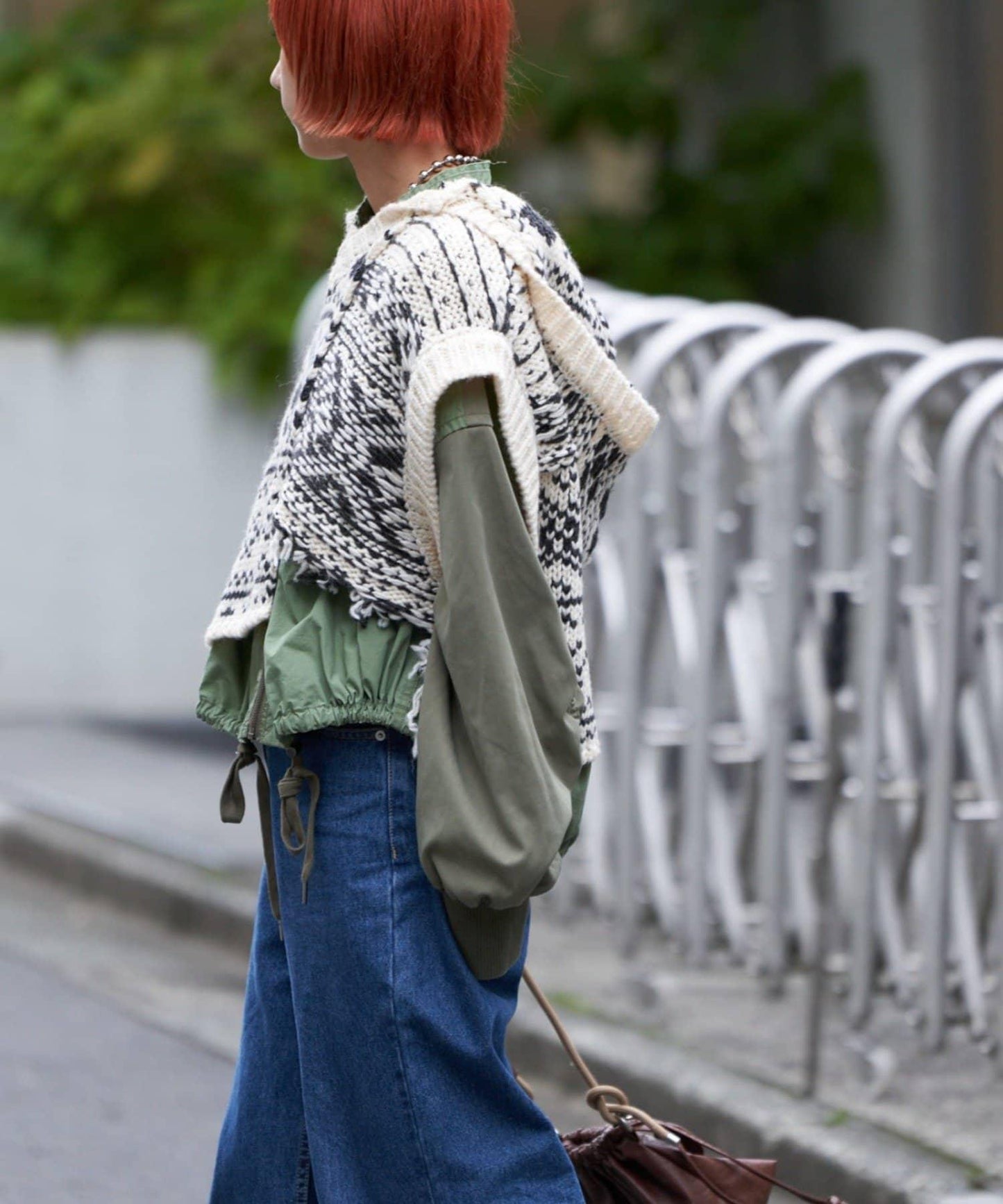 【etsinta/エシンタ】提花拼接短款連帽背心