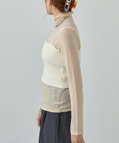 透視高領針織衫