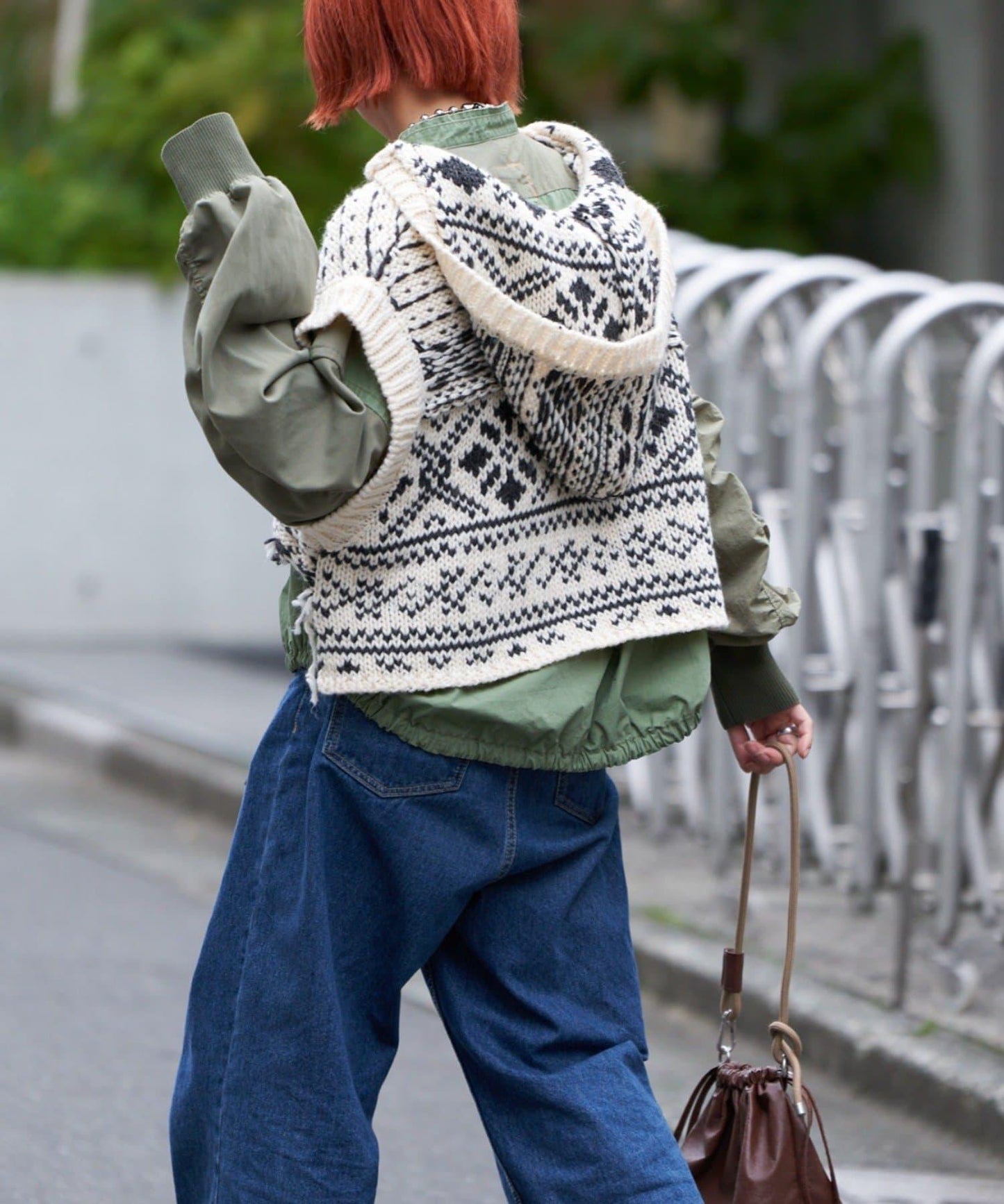 【etsinta/エシンタ】提花拼接短款連帽背心