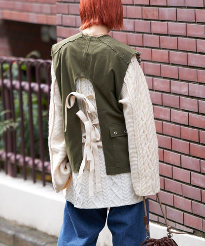 【etsinta/エシンタ】復古軍風斜紋針織背心