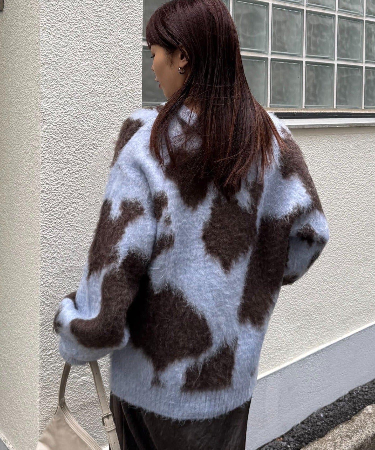 動物紋長毛針織衫