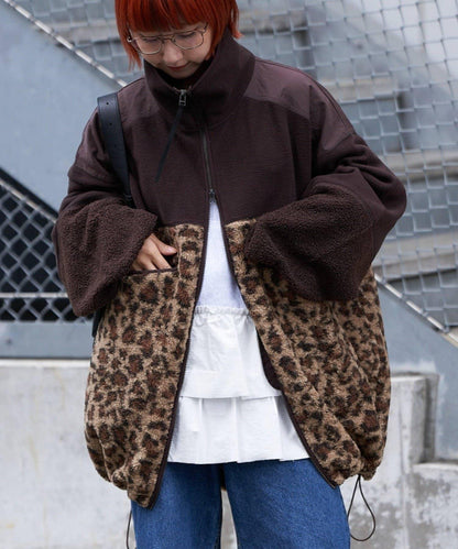 【etsinta/エシンタ】拼接羊羔絨寬鬆夾克