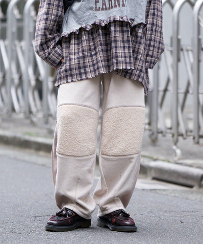 【etsinta/エシンタ】拼接羊羔絨休閒褲