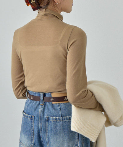 透視高領針織衫