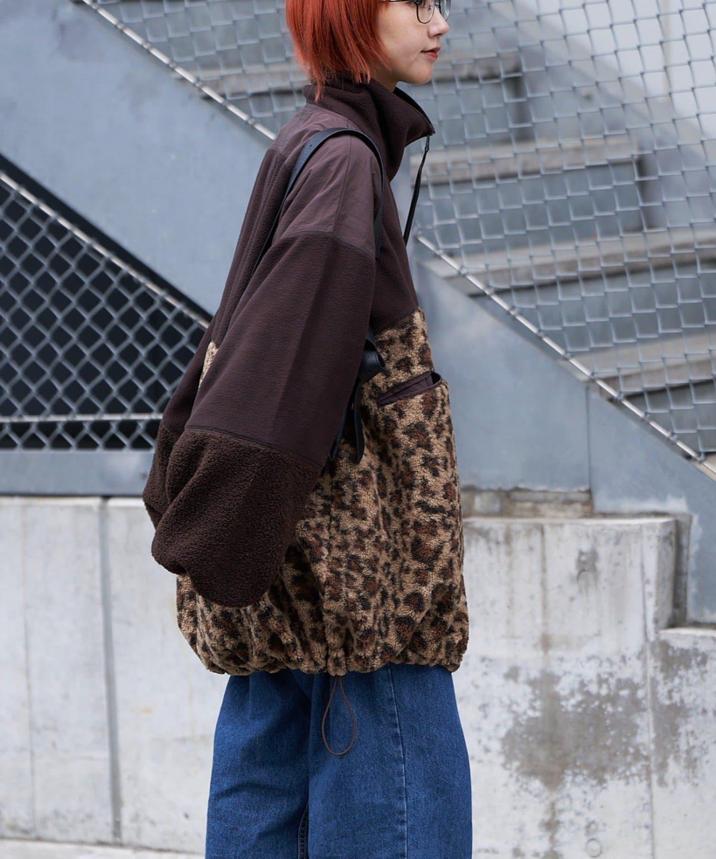 【etsinta/エシンタ】拼接羊羔絨寬鬆夾克