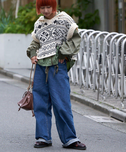 【etsinta/エシンタ】提花拼接短款連帽背心