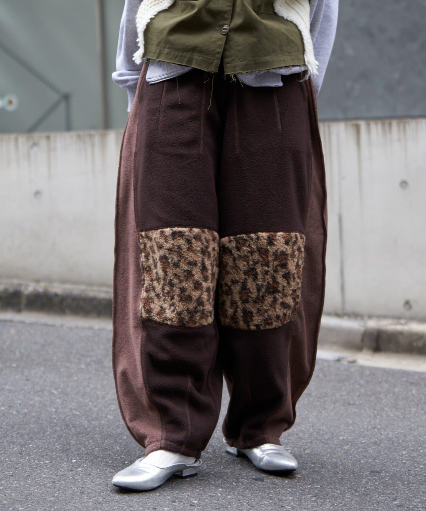 【etsinta/エシンタ】拼接羊羔絨休閒褲