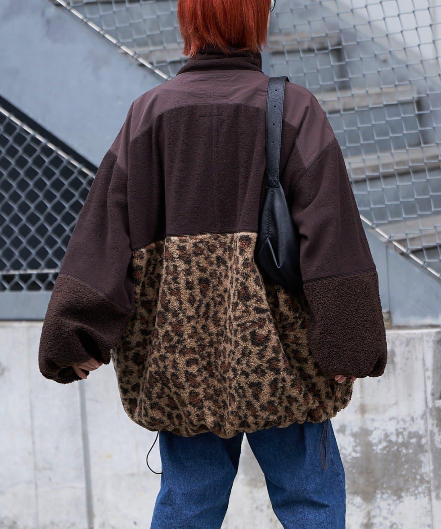 【etsinta/エシンタ】拼接羊羔絨寬鬆夾克