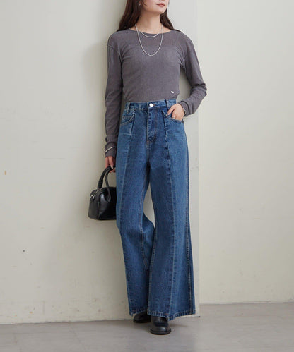 帶飾牌圓領長袖T恤