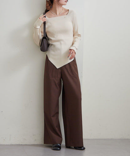 方領羅紋針織衫