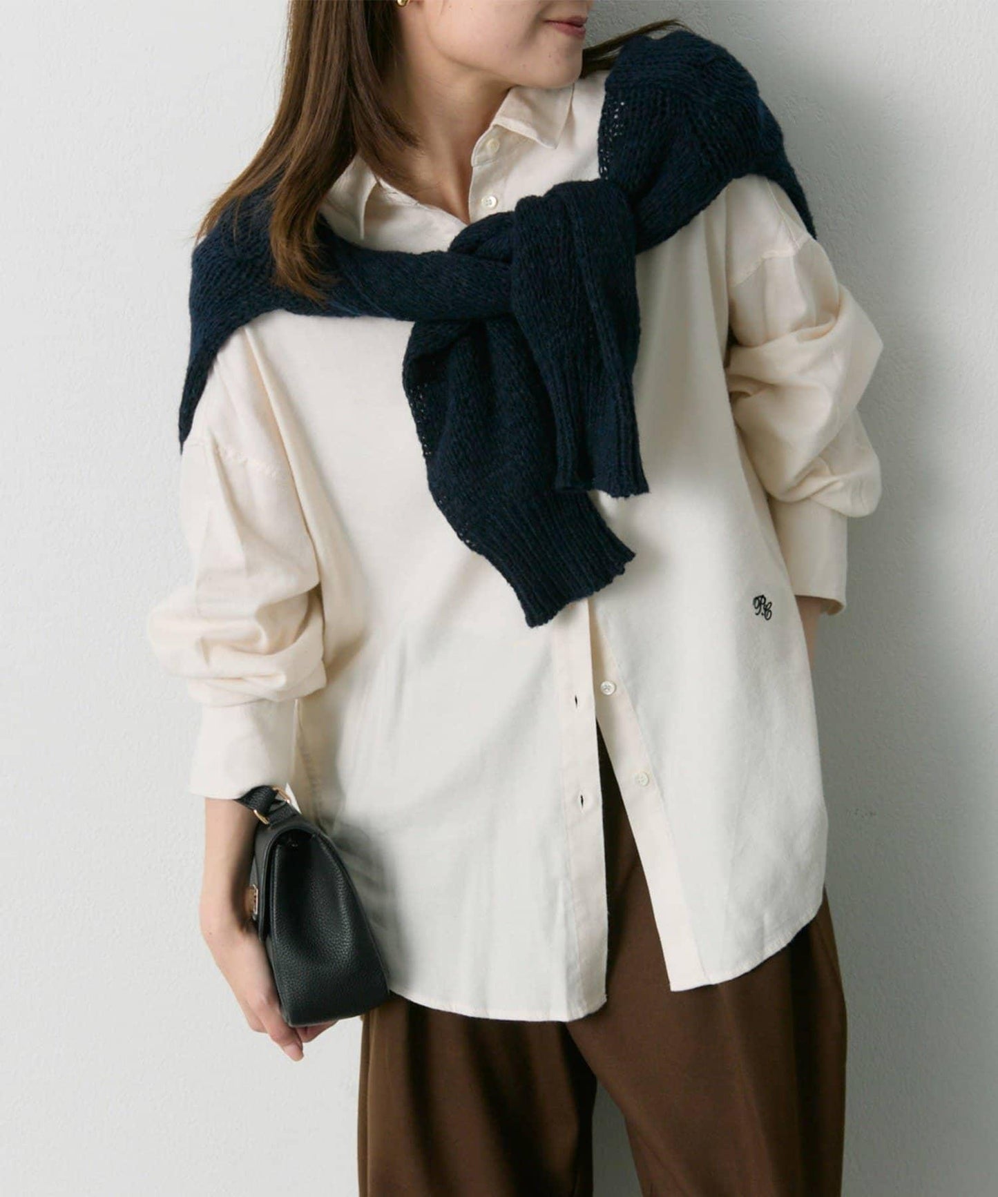 磨毛寬鬆襯衫上衣