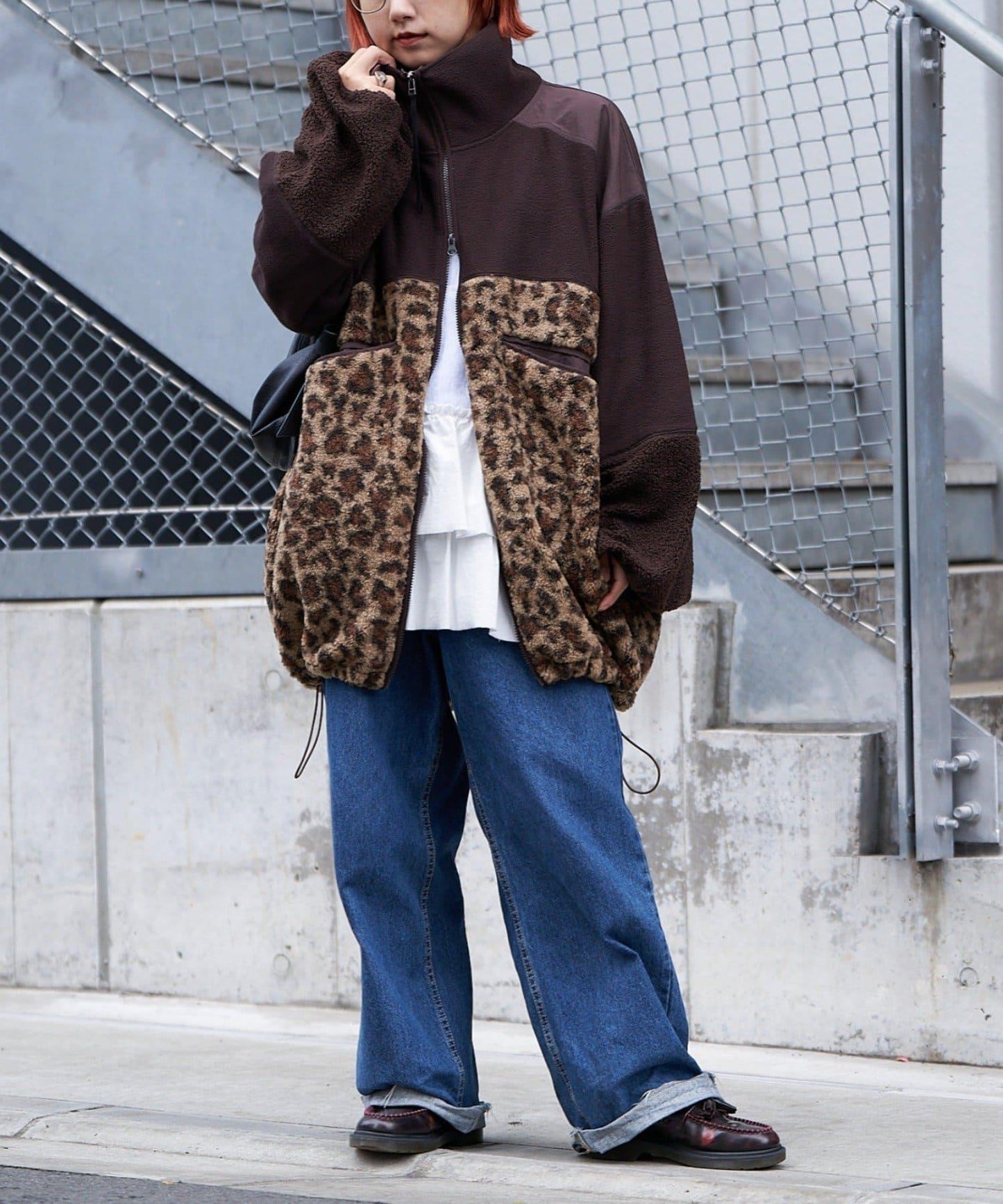 【etsinta/エシンタ】拼接羊羔絨寬鬆夾克