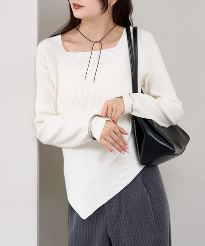 方領羅紋針織衫