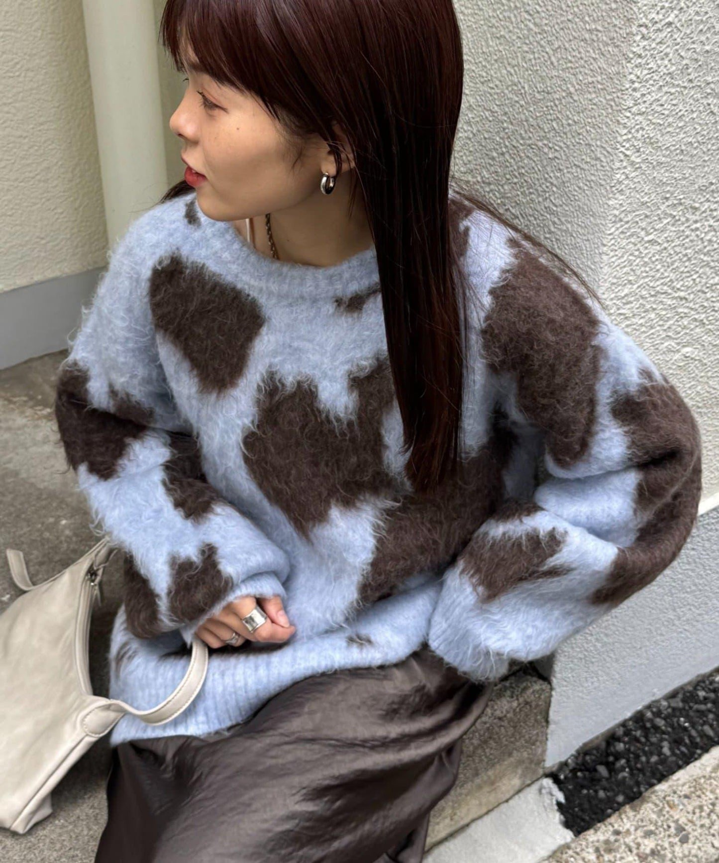 動物紋長毛針織衫