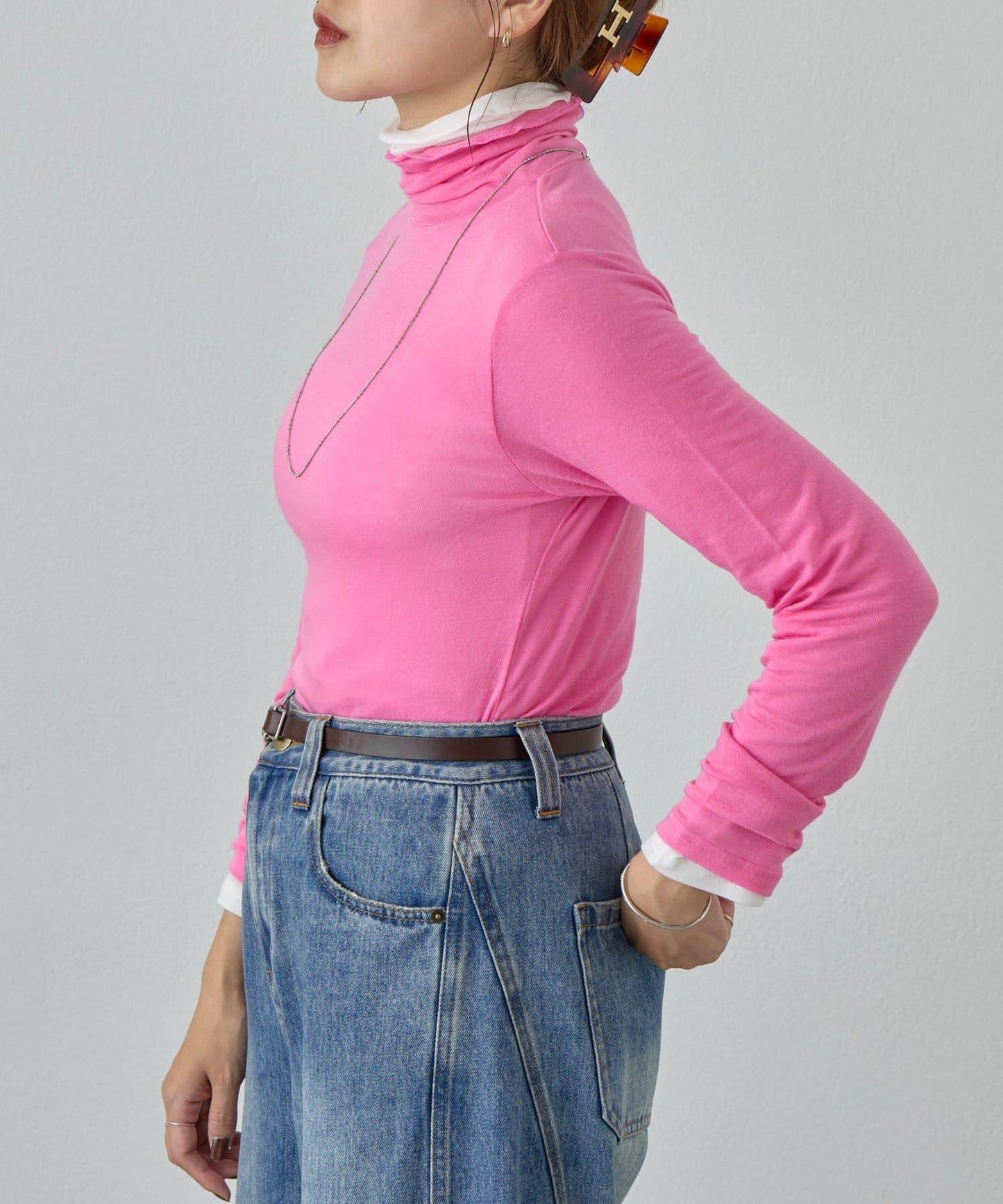 透視高領針織衫