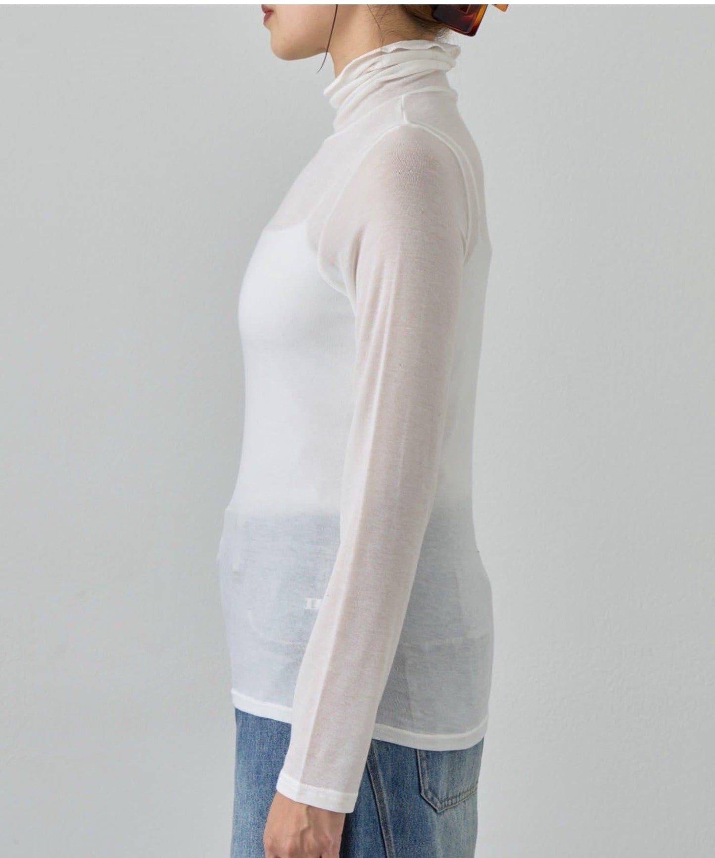 透視高領針織衫