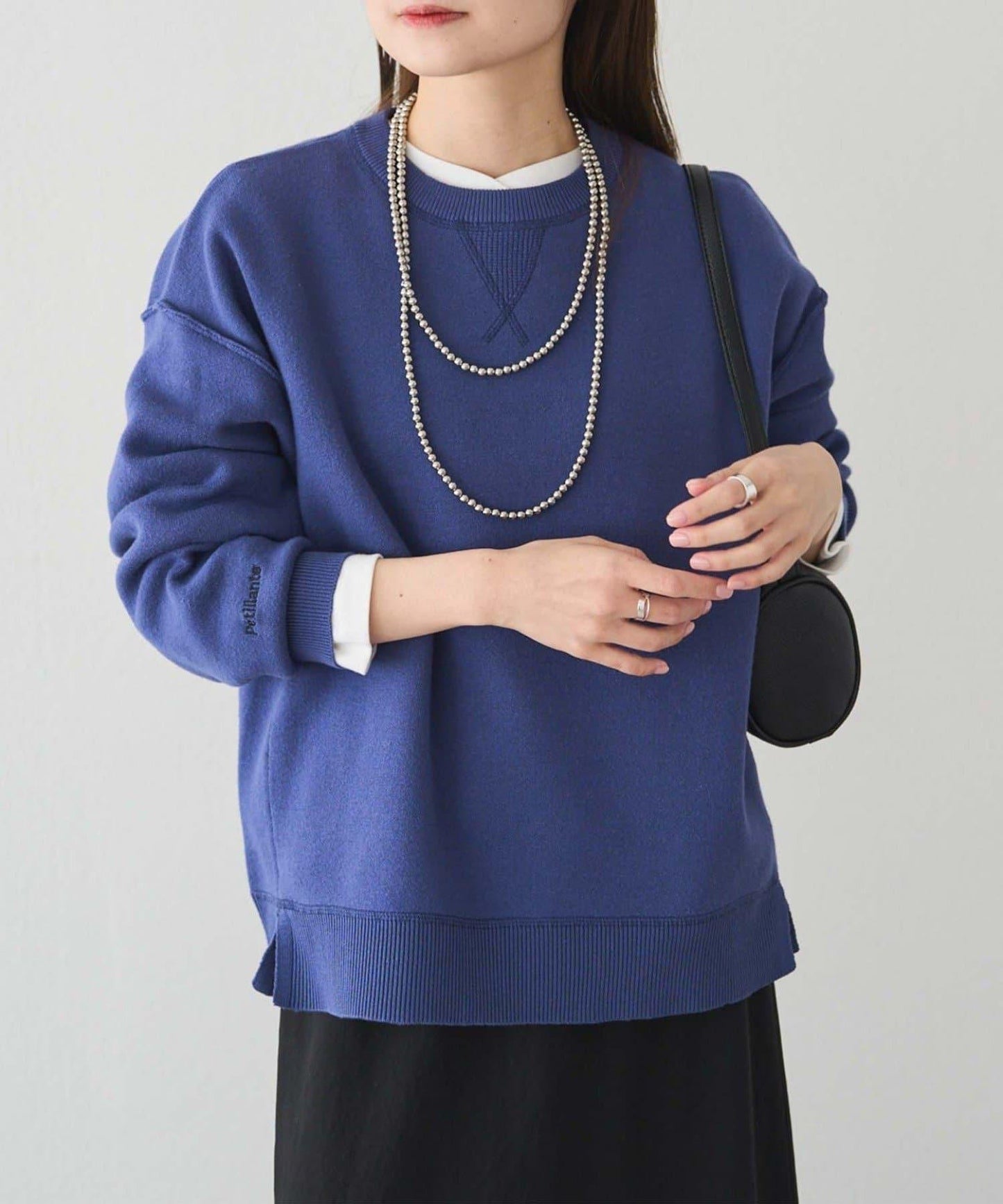 衛衣風格雙層提花針織衫