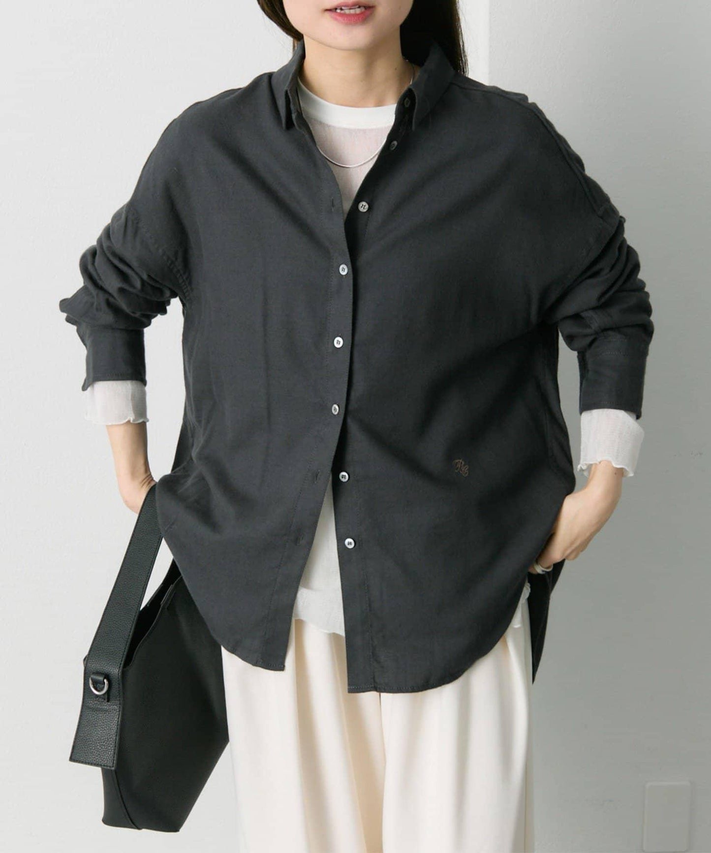 磨毛寬鬆襯衫上衣