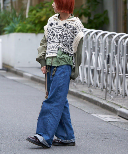 【etsinta/エシンタ】提花拼接短款連帽背心