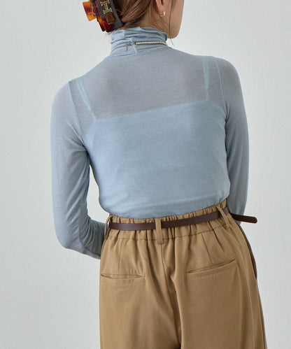 透視高領針織衫