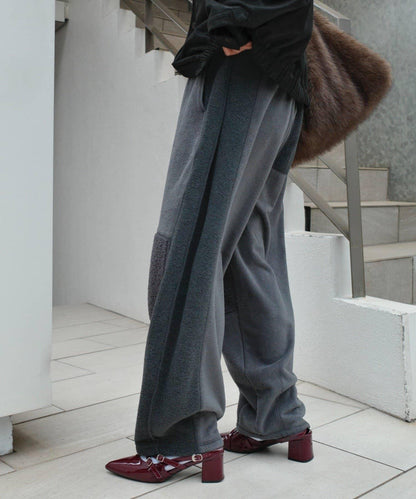 【etsinta/エシンタ】拼接羊羔絨休閒褲