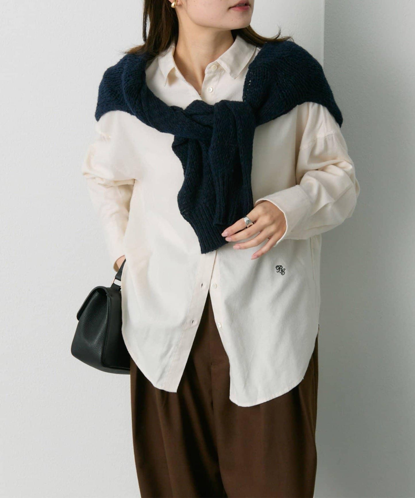 磨毛寬鬆襯衫上衣