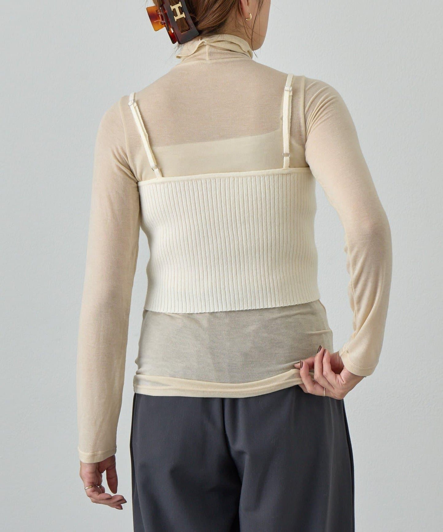 透視高領針織衫