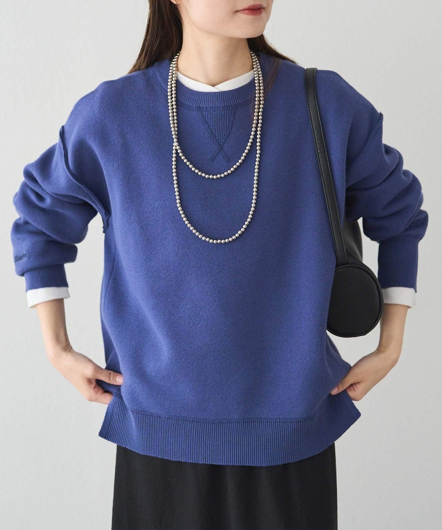 衛衣風格雙層提花針織衫