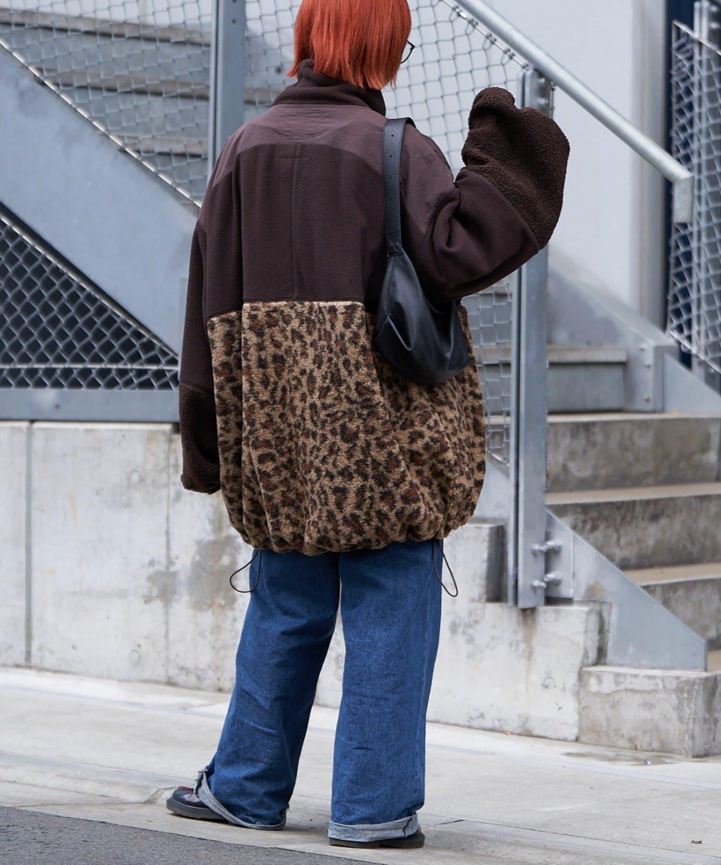 【etsinta/エシンタ】拼接羊羔絨寬鬆夾克