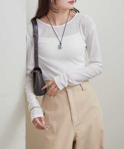 帶飾牌圓領長袖T恤