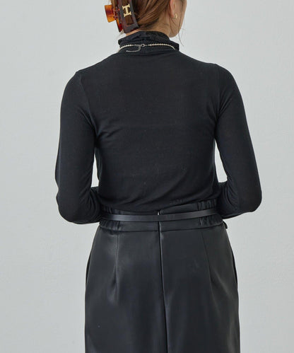 透視高領針織衫