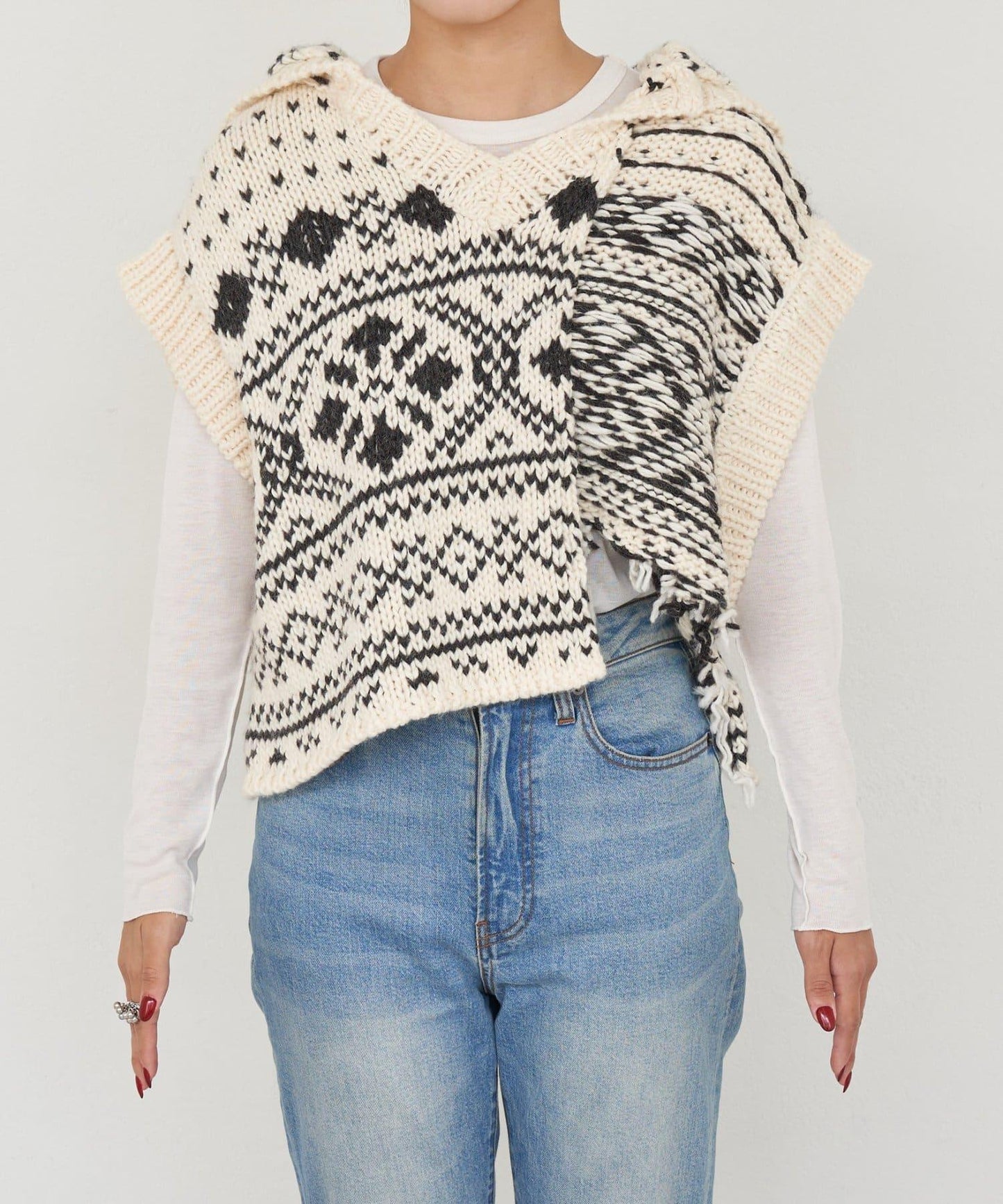 【etsinta/エシンタ】提花拼接短款連帽背心