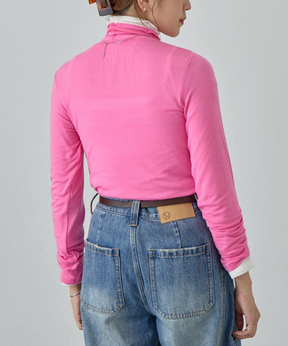 透視高領針織衫