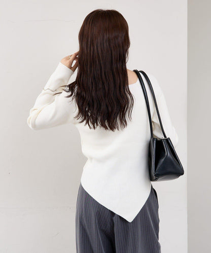 方領羅紋針織衫