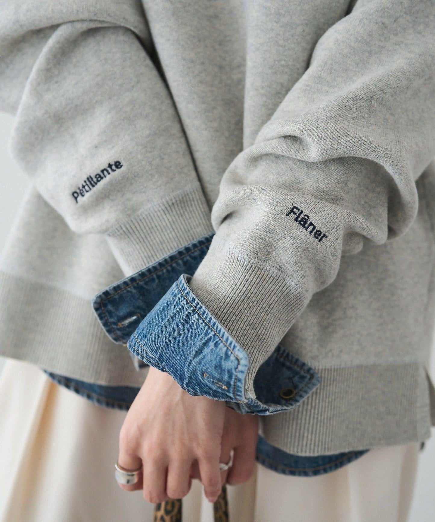 衛衣風格雙層提花針織衫