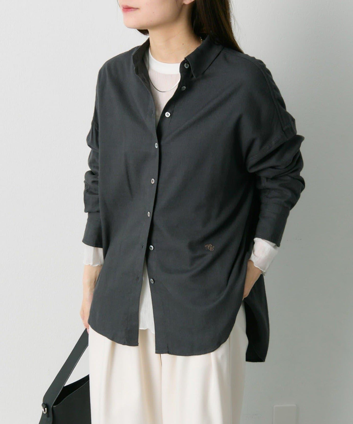 磨毛寬鬆襯衫上衣