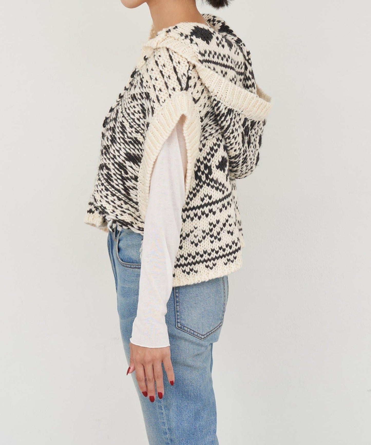 【etsinta/エシンタ】提花拼接短款連帽背心