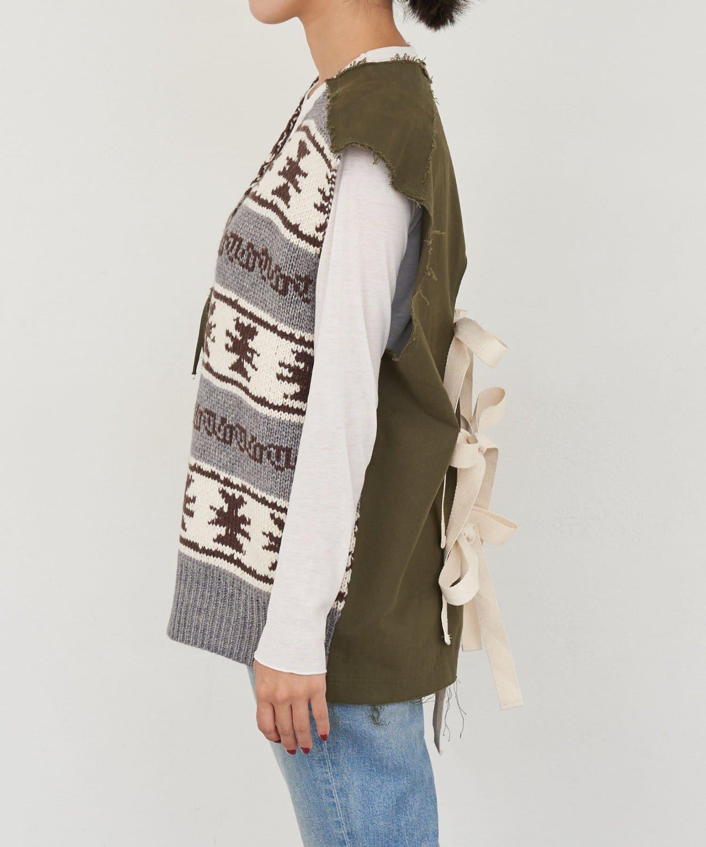 【etsinta/エシンタ】復古軍風斜紋針織背心