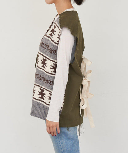 【etsinta/エシンタ】復古軍風斜紋針織背心