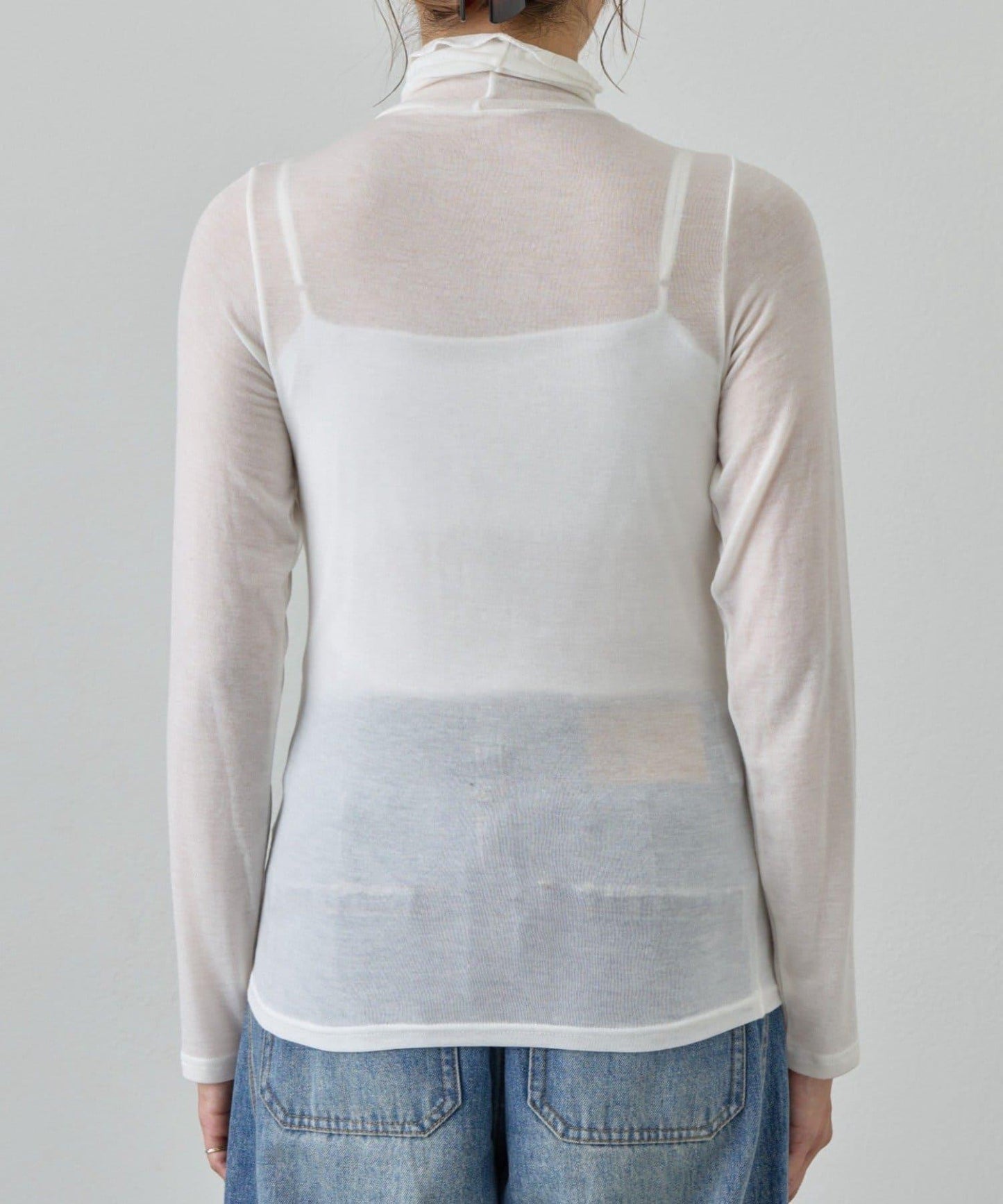 透視高領針織衫