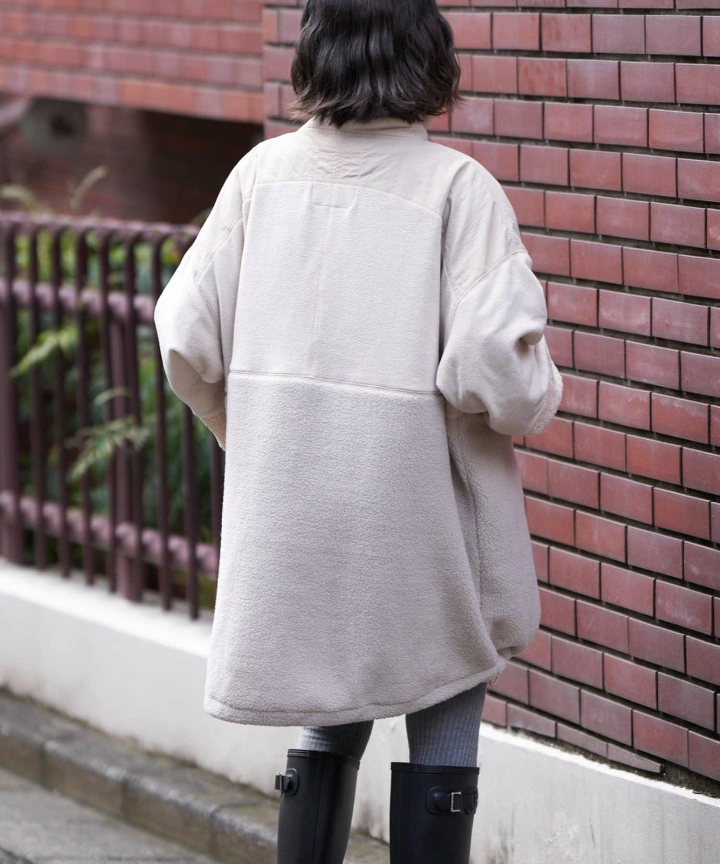 【etsinta/エシンタ】拼接羊羔絨寬鬆夾克