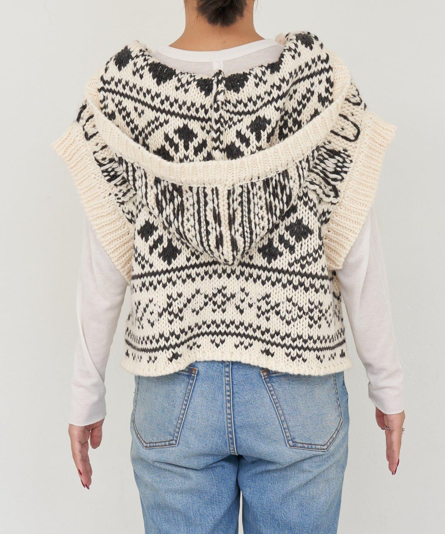 【etsinta/エシンタ】提花拼接短款連帽背心